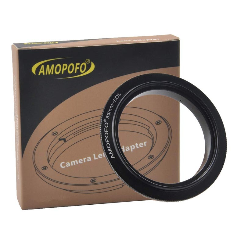 Amopofo 55mm to EOS Filter Thread Macro Reverse Mount Adapter Ring,& for Canon EOS 1D, 1DS, Mark II, III, IV, 1DC, 1DX, D30, D60, 10D, 20D, 20DA, 30D, 40D, 50D, 60D, 60DA, 5D, Mark II, Mark III, 7D,T1, T1i, T - Image 1